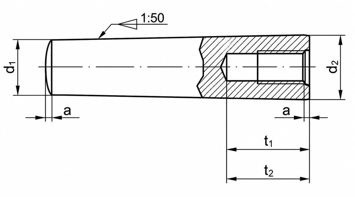 Technische Zeichnung DIN 7978 / ISO 8736