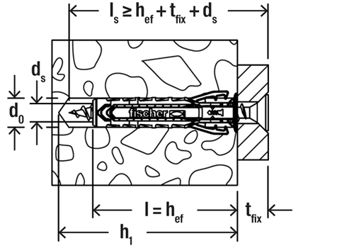 fischer Spreizdübel SX Plus 4 x 20 R - technisches Bild