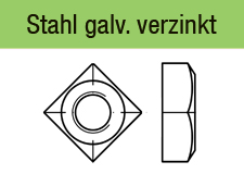 Vierkantmuttern DIN 557  Stahl galvanisch verzinkt