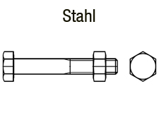 Sechskantschrauben DIN 601 mit Mutter - Stahl