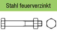 Sechskantschrauben DIN 601 mit Mutter - feuerverzinkt