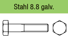 DIN 960 - Stahl 8.8 galvanisch verzinkt