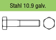 DIN 960 - Stahl 10.9 galvanisch verzinkt