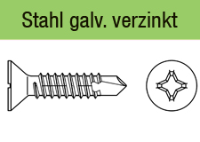 DIN 7504 galv. verzinktSenkkopf Form P-H