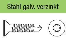 DIN 7504 galv. verzinktSenkkopf Form P-ISR