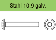 DIN 7380-2 Flachkopf mit Bundgalvanisch verzinkt