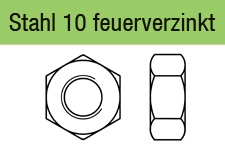 EN 14399-4 Stahl 10 tZn6-kant-Muttern große SW