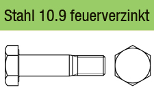 EN 14399-8 Stahl 10.9 tZn6-kant-Passschrauben gr. SW
