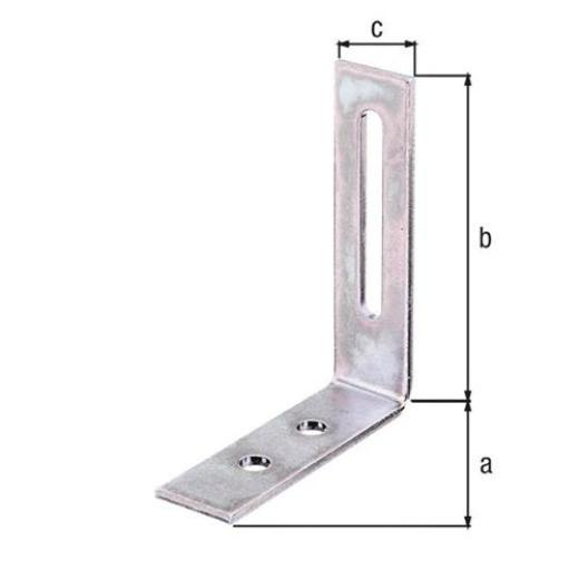 Verstellwinkel L.65x80mm B.20mm S.2,5mm STA roh galv.verz.d.pass.GAH | 25 Stück