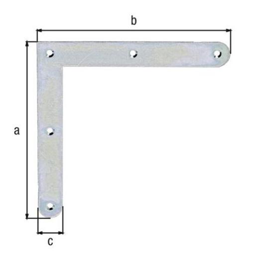 Eckwinkel L.150x150mm B.20mm S.2mm STA galv.verz.d.pass.GAH | 20 Stück
