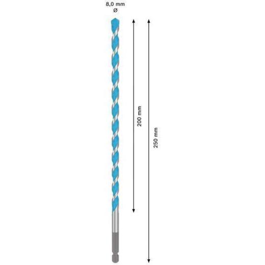 Steinbohrer Expert MultiConstruction HEX-9 - Ø 8 mm - Arbeits-L. 200 mm - Gesamt-L. 250 mm