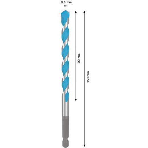 Steinbohrer Expert MultiConstruction HEX-9 - Ø 9 mm - Arbeits-L. 90 mm - Gesamt-L. 150 mm