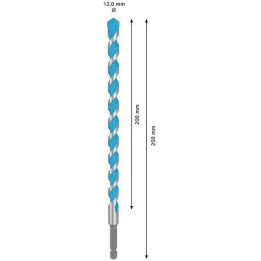 Steinbohrer Expert MultiConstruction HEX-9 - Ø 12 mm - Arbeits-L. 200 mm - Gesamt-L. 250 mm