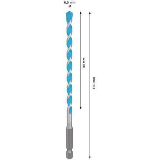 Steinbohrer Expert MultiConstruction HEX-9 - Ø 6,5 mm - Arbeits-L. 90 mm - Gesamt-L. 150 mm
