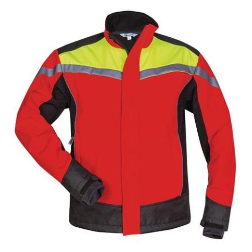 Waldarbeiter-Softshelljacke ESCHE Gr.L rot/gelb/schwarz ELYSEE