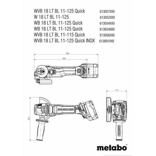 Akku-Winkelschleifer W 18 LT BL 11-125 18 V 125mm 10000min-¹ METABO