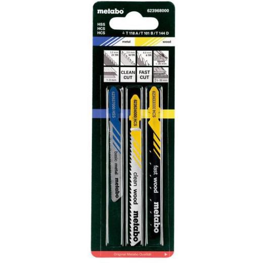 Stichsägeblattsortiment 3teilig 2xHolz/1xMetall HCS/HSS f.Holz/Metall Metabo