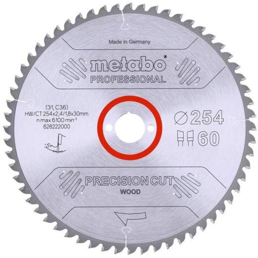 Kreissägeblatt precision cut wood professional D254xB2,4xBohrung30mm 60Z. WZ