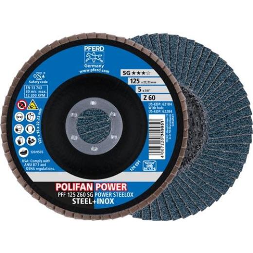 Fächerscheibe POLIFAN Z SG POWER STEELOX D.125mm K.60 INOX ZK Ausf.fl.PFERD | 10 Stück