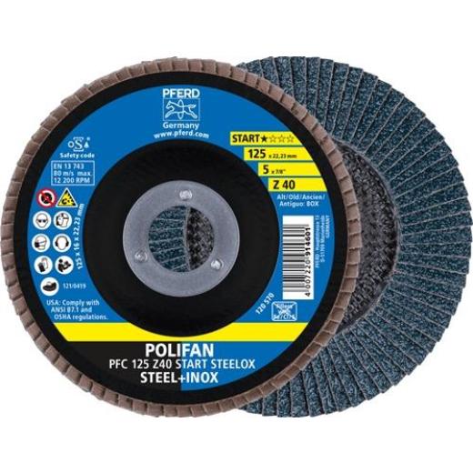 Fächerscheibe POLIFAN Z BOX D.125mm K.Z-40 kon.INOX ZK Box á 10 St.PFERD | 10 Stück