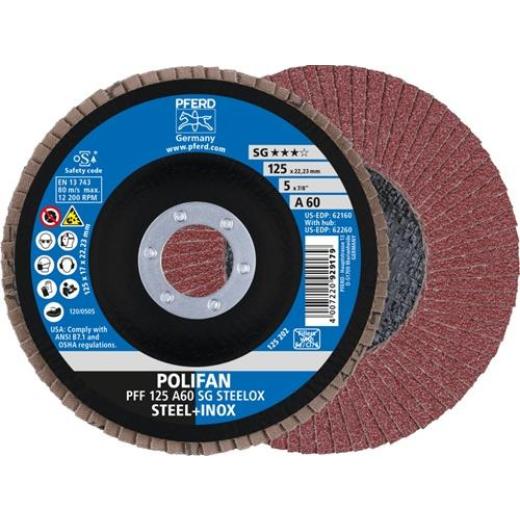 Fächerscheibe POLIFAN A SG STEELOX D.125mm K.60 fl.INOX NK PFERD | 10 Stück
