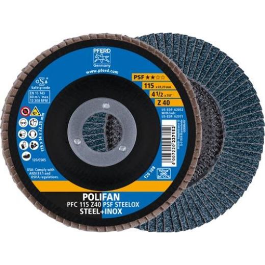 Fächerscheibe POLIFAN Z PSF STEELOX D.115mm K.40 kon.STA/INOX ZK PFERD | 10 Stück