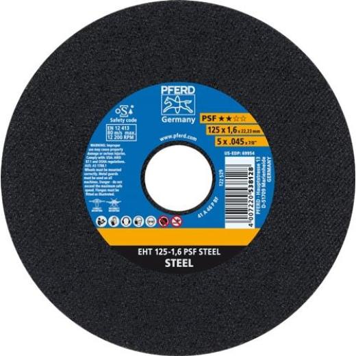 Trennscheibe PSF STEEL D125x1,6mm ger.STA Bohr.22,23mm PFERD | 25 Stück