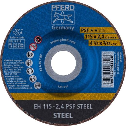 Trennscheibe PSF STEEL D115x2,4mm gekr.STA Bohr.22,23mm PFERD | 25 Stück