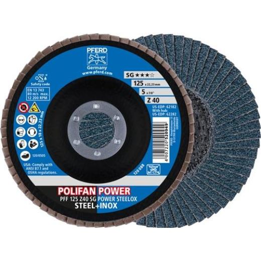Fächerscheibe POLIFAN Z SG POWER STEELOX D.125mm K.40 INOX ZK Ausf.fl.PFERD | 10 Stück