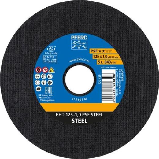 Trennscheibe PSF STEEL D125x1mm ger.STA Bohr.22,23mm PFERD | 25 Stück