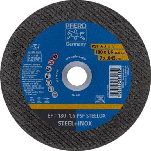 Trennscheibe PSF STEELOX D180x1,6mm ger.INOX Bohr.22,23mm PFERD | 25 Stück