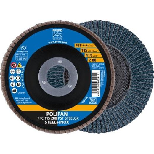 Fächerscheibe POLIFAN Z PSF STEELOX D.115mm K.80 kon.STA/INOX ZK PFERD | 10 Stück