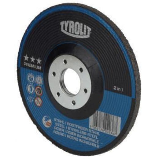 Schruppscheibe PREMIUM D125xS4mmKörnung 30 gekr.2in1 Bohr.22,23mm TYROLIT | 10 Stück