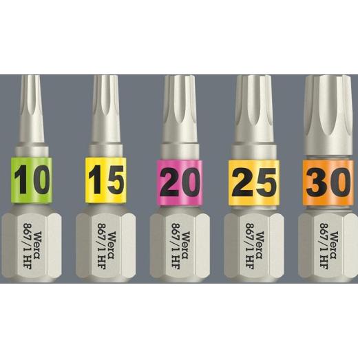 Bit 867 TORX® HF 1/4 Zoll TX 15 | Länge 25 mm | m.Farbleitsystem WERA | 10 Stück