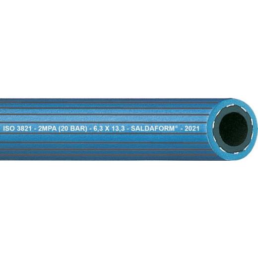 Sauerstoffschl.SALDAFORM®/BLAU ID6,3mm Wandst.5,0mm gerieft AD16,3mm L.50m | 50 Stück