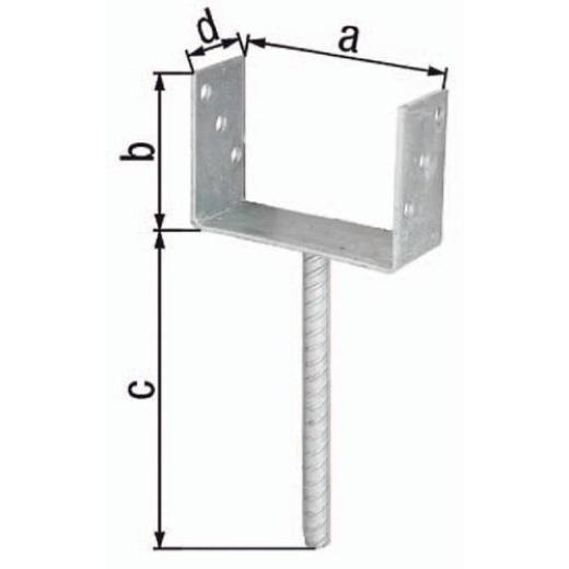 U-Pfostenträger ETA-10/0210 141x100x200x60mm TZN m.Betonanker a.Riffelstahl GAH
