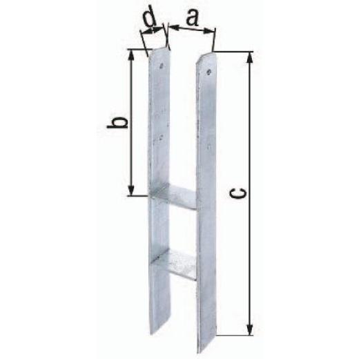 H-Pfostenträger ETA-10/0210 141x300x600x60mm STA roh TZN GAH