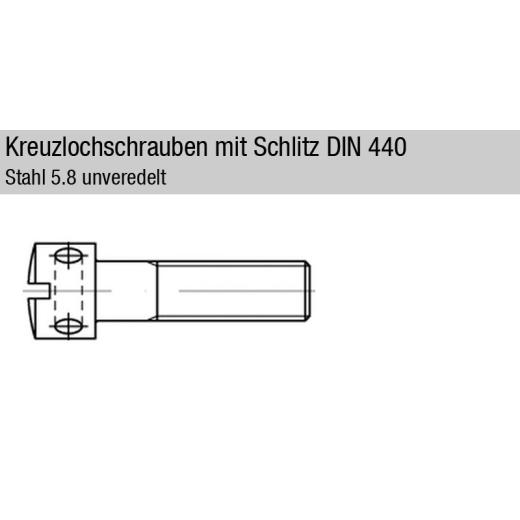 Kreuzlochschrauben DIN 404 | Stahl 5.8 unveredelt | M 3 x 8 mm | 100 Stück