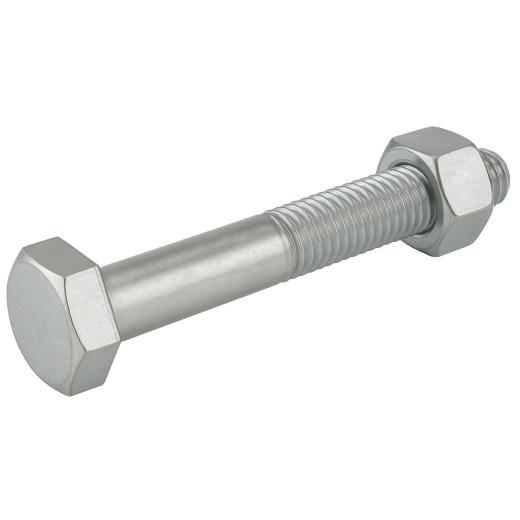 Baubolzen mit Mutter CE 4.8 | M 16 x 170 | galv. verzinkt | 25 Stück