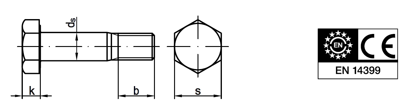 EN 14399-8 | Stahl 10.9 feuerverzinkt | M 20 x 60 mm