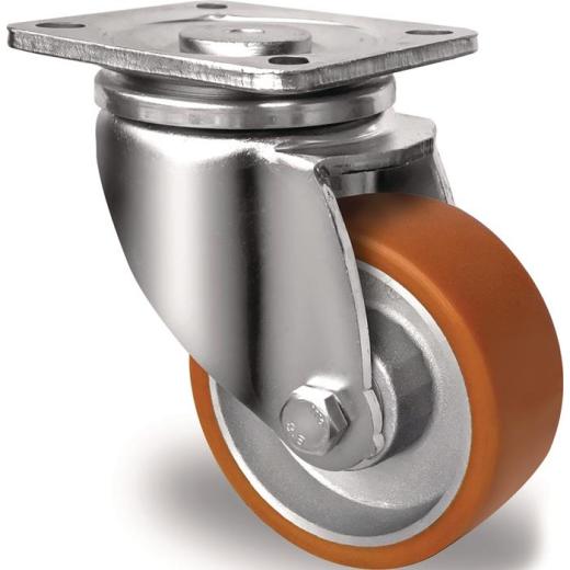 Lenkrolle D.100mm Trgf.250kg PU Platte L100xB85mm Farbe Rl.braun TECWERK