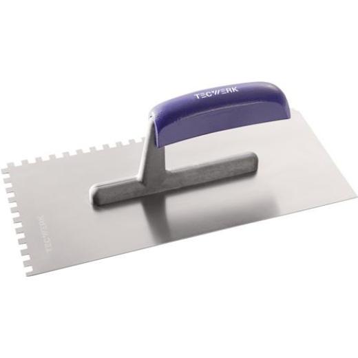 Glättekelle L.280mm B.130mm Zahn 6x6 rostfr.m.H-Heft VA S.0,7mm TECWERK | 10 Stück