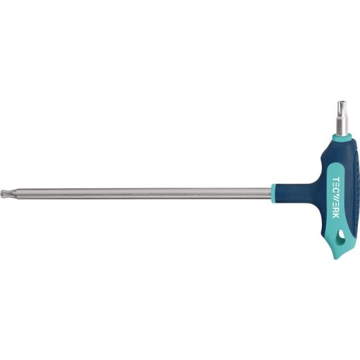 Schraubendreher m.Quergr.T 25x150mm Seitenabtrieb TX m.Bohrung TECWERK