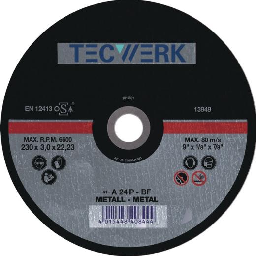 Trennscheibe D125x2,5mm gekr.STA Bohr.22,23mm TECWERK | 25 Stück