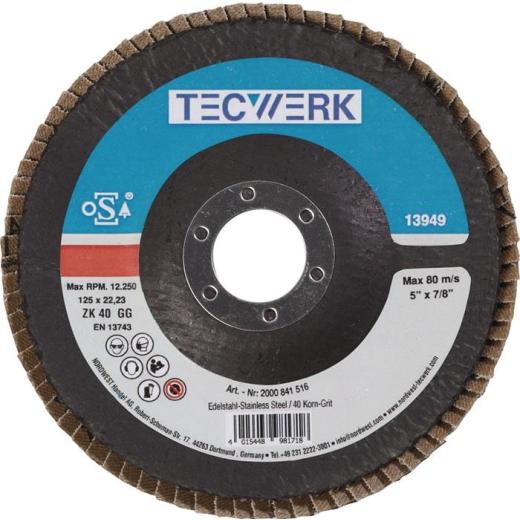 Fächerscheibe D.125mm K.40 fl.INOX ZK TECWERK | 10 Stück