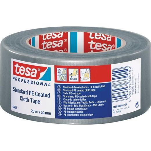 Gewebeband tesaband® Stand.4688 silber-matt L.25m B.50mm Rl.TESA | 5 Stück
