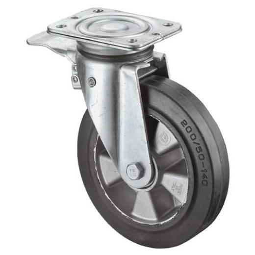 Schwerlastlenkrolle D.125mm Trgf.220kg Totalfesteller Gum.138mm 110mm BS ROLLEN
