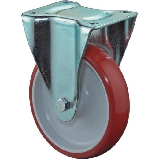 Bockrolle D.80mm Trgf.125kg Guß-PU Platte L104xB80mm BS ROLLEN