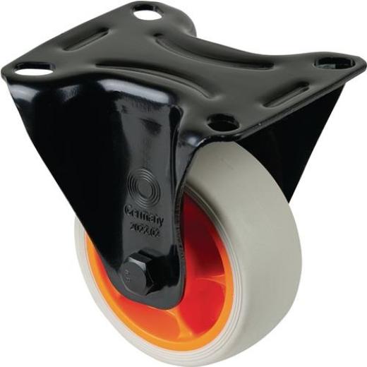 Bockrolle D.80mm Trgf.100kg Bockrollen Gum.Platte L104xB80mm Farbe Rl.hellgrau