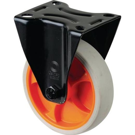 Bockrolle D.125mm Trgf.120kg Bockrollen Gum.Platte L104xB80mm Farbe Rl.hellgrau